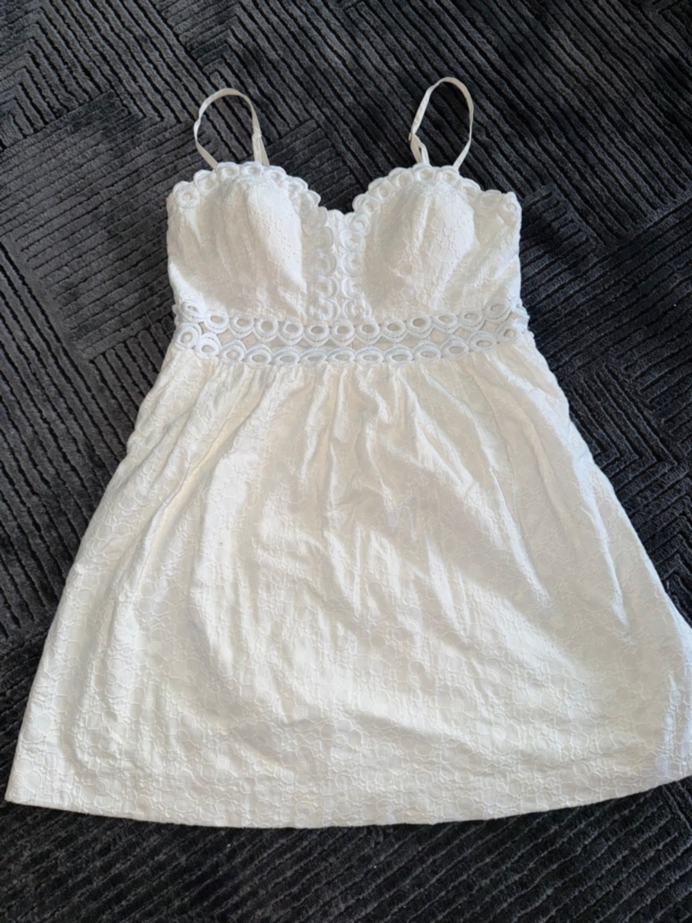 Lilly Pulitzer White Lace Bustier Mini Dress with Spaghetti Straps